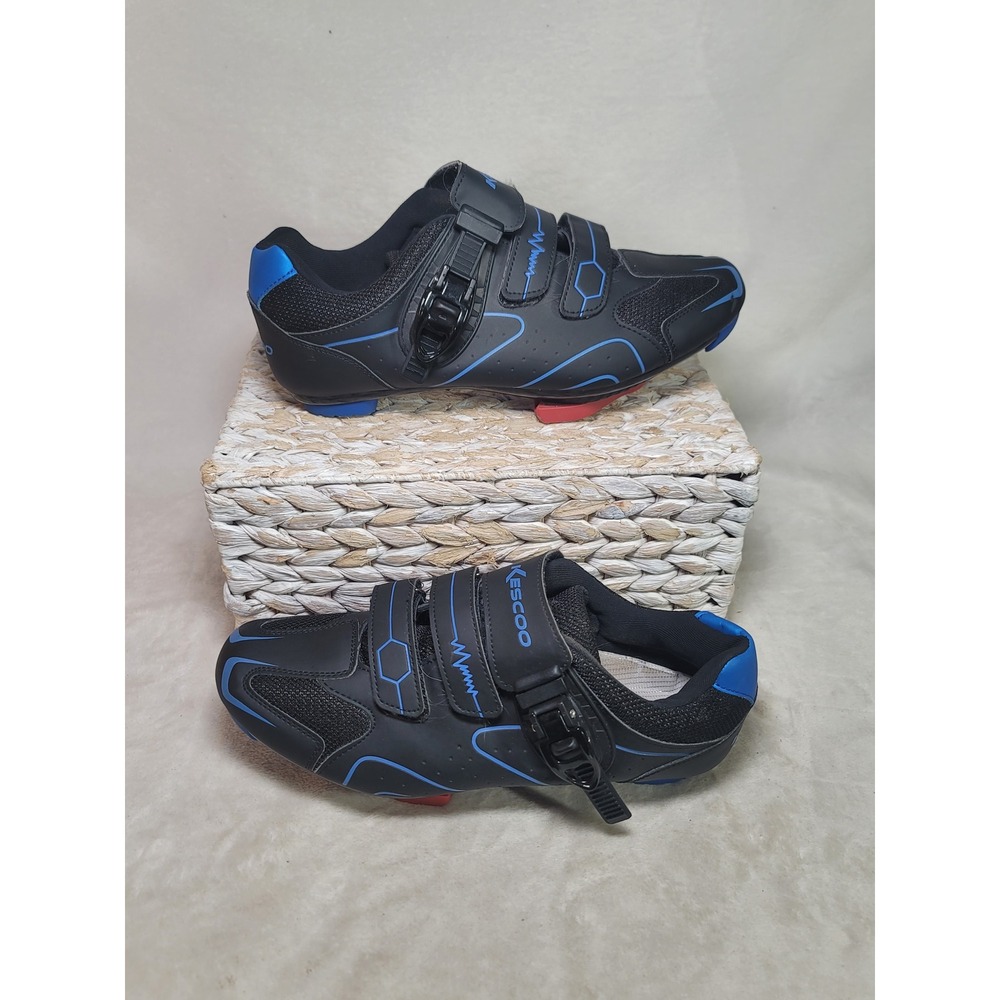 Kescoo Unisex Cycling Shoes Black Blue EU 43 US 9.5-10 Road Bike Indoor Cleats